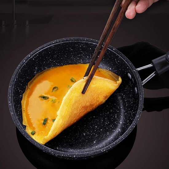 Draagbare Gietijzeren Mini-Eierpan 14 cm - Anti-Aanbak Omeletpan met Gasfornuis Frame voor Kamperen — afbeelding 4