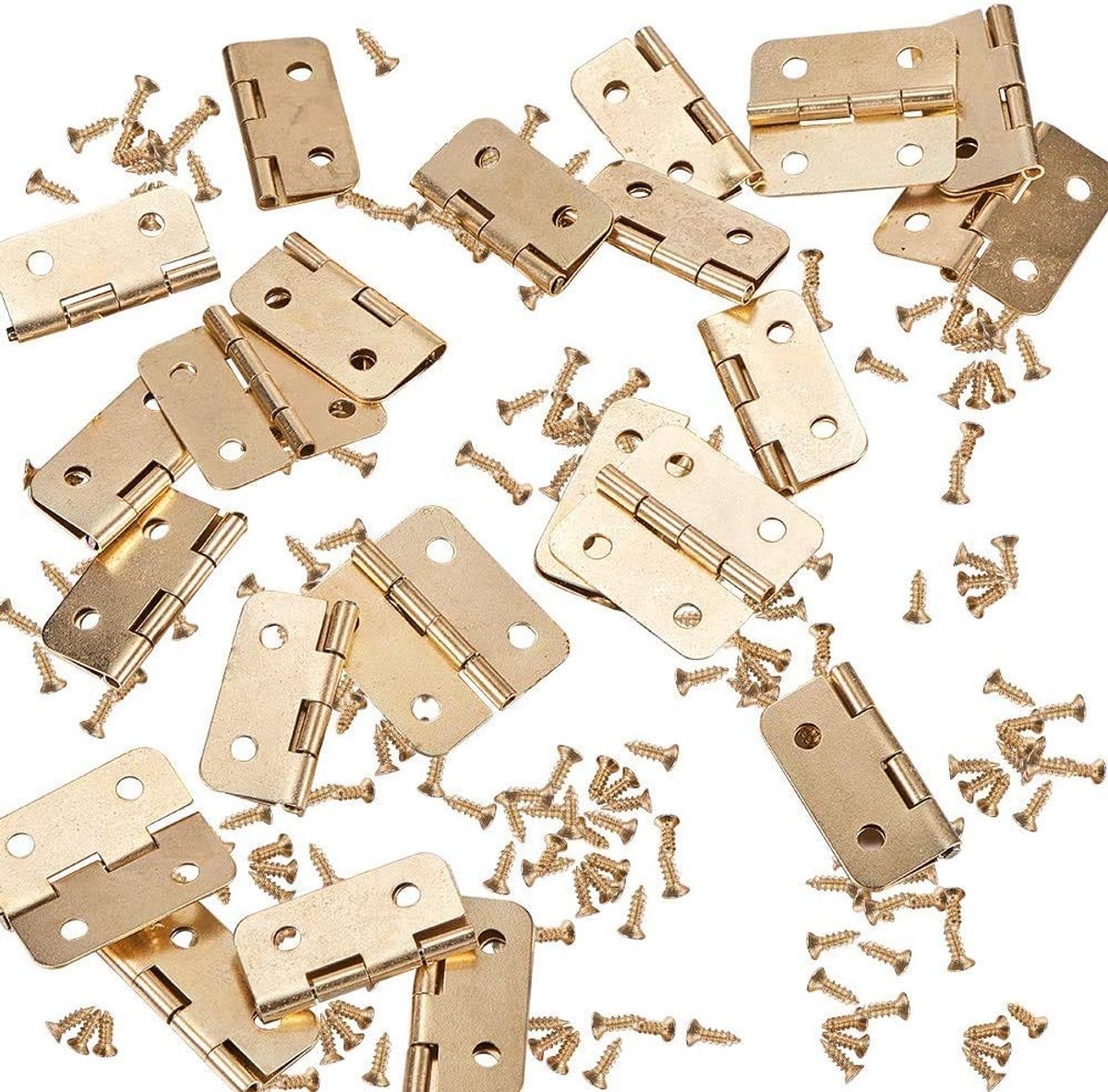MTTproducts- Scharnieren 100 stuks - Kleine Scharnieren - Scharnieren voor Keukenkastjes - Scharnierpen - Roestvrij Stalen Scharnieren - Inclusief 400 schroeven - Deurscharnieren