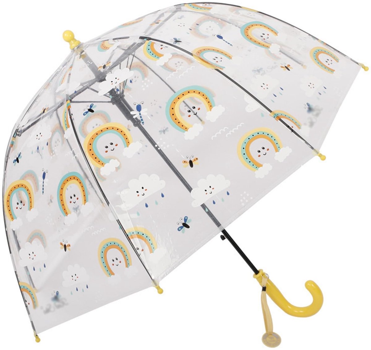MTTproducts- Bubbelparaplu Transparant - Kinderparaplu met Dierenprints - Lichtgewicht Glasvezelframe - 8 Botten - Lange Handgreep - Veilig en Duurzaam - Kinderenparaplu