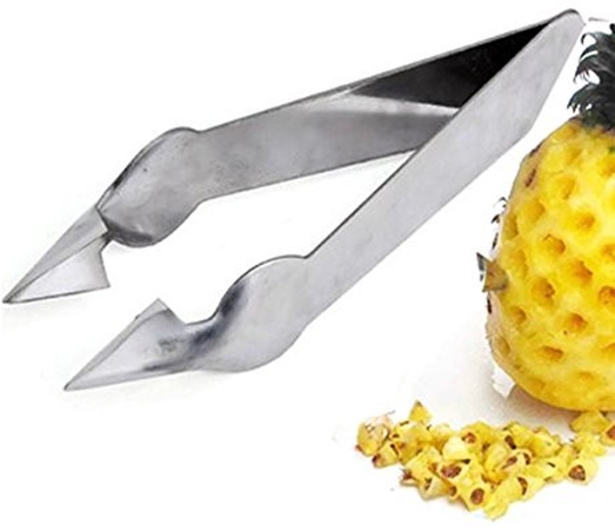 MTTproducts- Oogschilfer Tang - Roestvrij Staal - Ananasmes - Oogverwijderaar - Praktisch Clip-Design - Comfortabel Gebruik - Ananas Snijmes