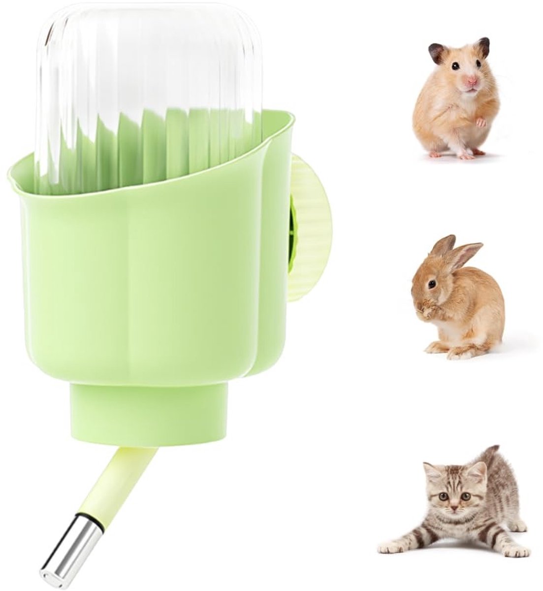 MTTproducts- Waterfles 300 ml - Hangende Waterdispenser - Antidruppel - Roestvrij Staal - Food-grade Materialen - Schokbestendig - Dierenwaterfles