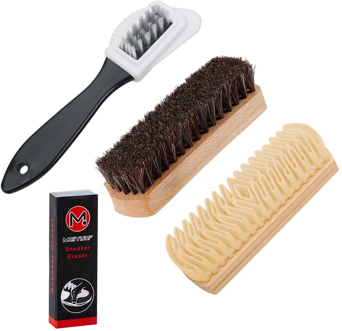 MTTproducts- Suède Borstel Set - 4-delige Set - Schoenborstel - Verzorging Nubuckleer - Duurzaam Materiaal - Zachte Borstelharen - Schoenreinigingsset