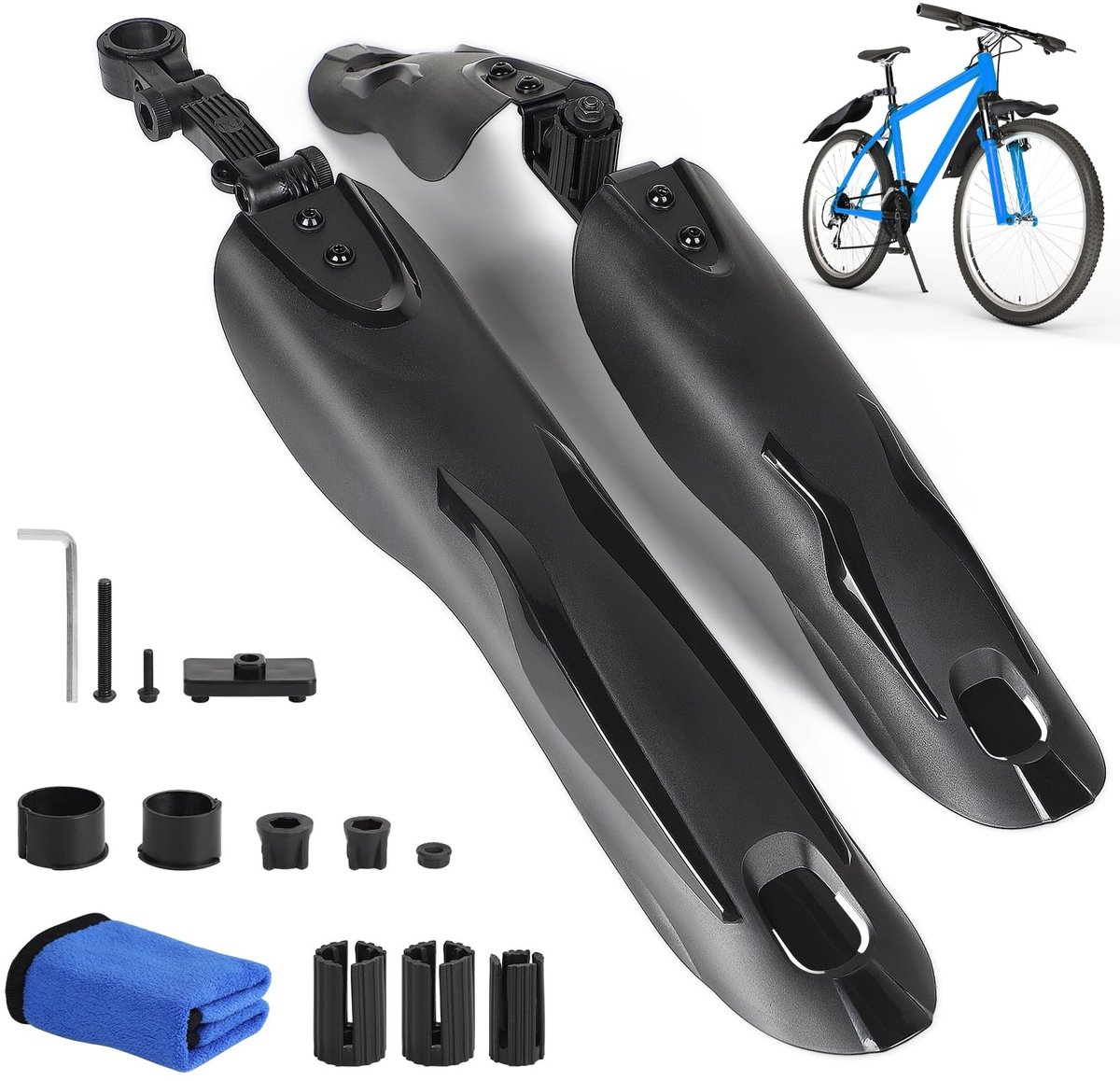 Cosensi- Spatbord Schokbestendig - Voorspatbord 28 Inch - Achterspatbord - Spatborden Mountainbike - Fiets Beschermer - Verstelbare Beugel - Fietsbeschermer