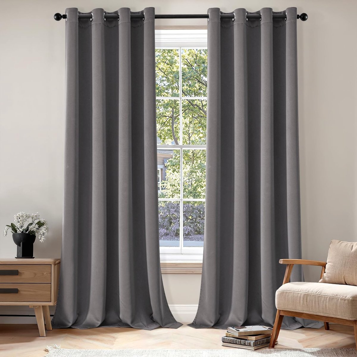 Cosensi- Verduisteringsgordijnen Set van 2 - Hoogwaardige verduisteringstechnologie - Decoratieve isolerende gordijnen - Effectieve zicht- en zonwering - Minimaal 80% verduistering - Elegante plooivorming