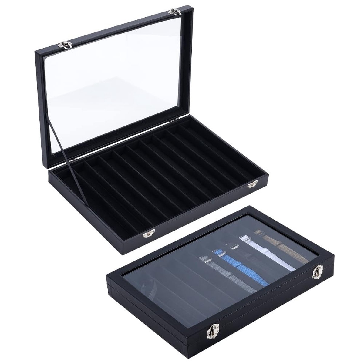 Cosensi- Horlogebandjes Organizer - PU-leer - 10 Vakken - Transparant Venster - 35,1 x 24,1 x 4,7 cm - Duurzaam en Functioneel - Horloge Organizer