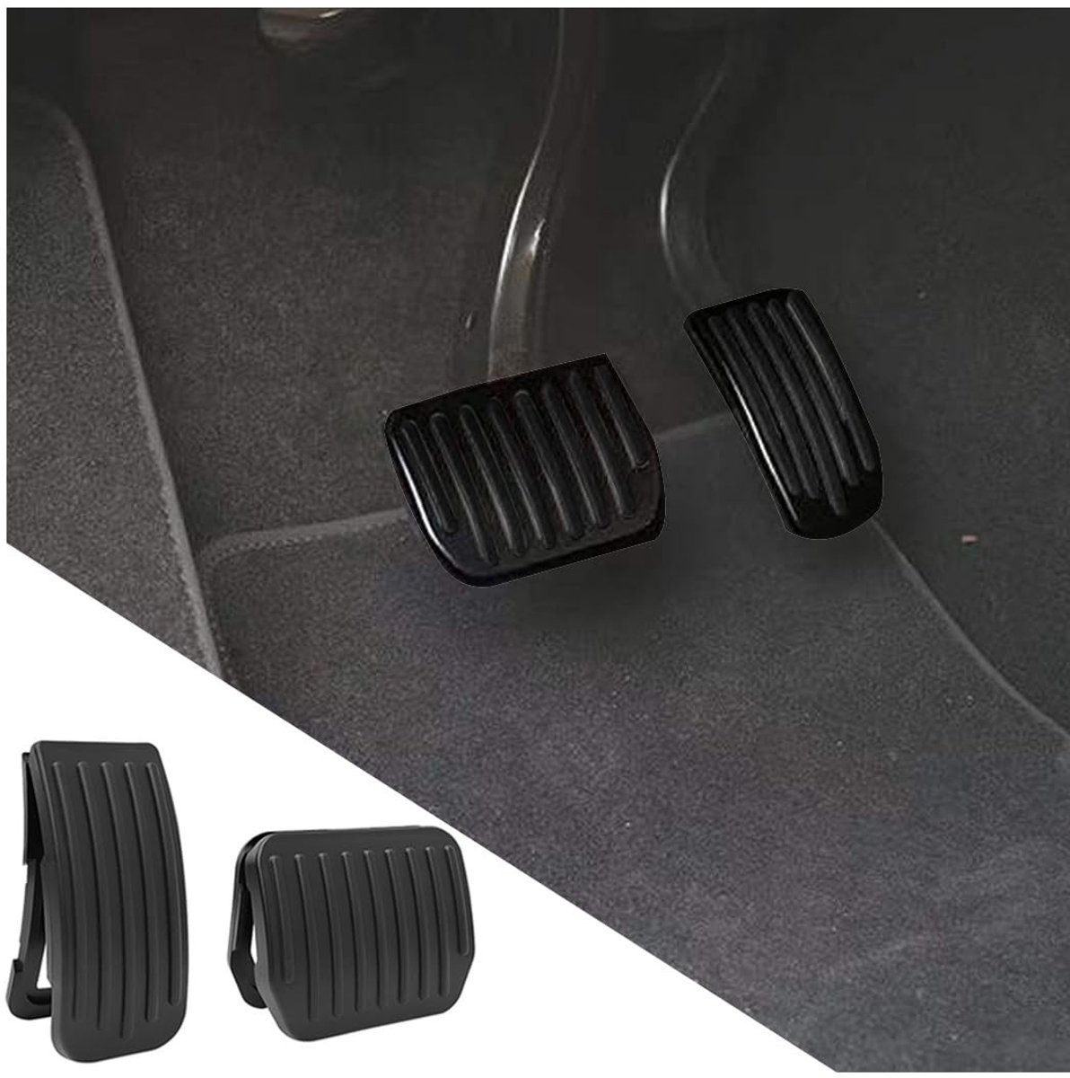 Cosensi- Pedaal Covers - Duurzaam Aluminium - Antislip Voetpedaal Pads - Geschikt voor Auto - 2 Stuks - 11,5 x 5,5 cm / 10,2 x 7,5 cm - Hoogwaardig Materiaal