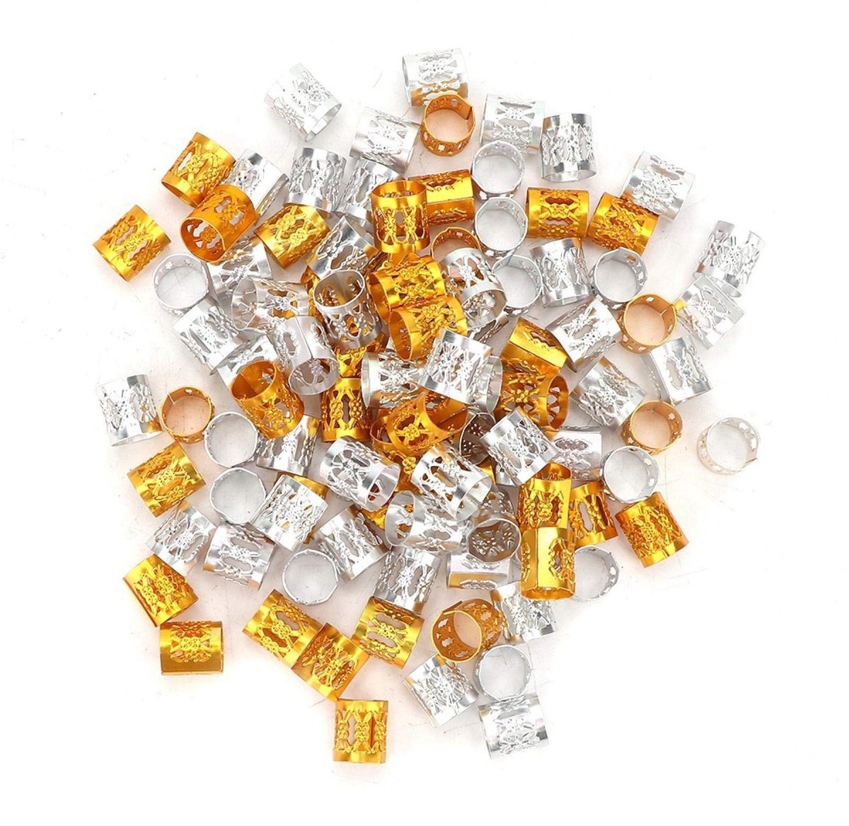 Cosensi- Haarvlecht Kralen 100 Stuks - Verstelbare Metalen Ringen - Haar Sieraden - Dreadlocks Accessoires - Decoraties - Eenvoudig te gebruiken - Haarsieraden