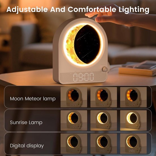 Wake-up Light met Zonsopgang Simulatie, 10 Natuurgeluiden en Meteroiet Douche Effect van Wake-up Light — afbeelding 4