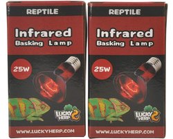 2x Infrarood Warmtelamp Keramische Lamp voor Reptielen en Amfibieën - E27 Fitting - 25 Watt