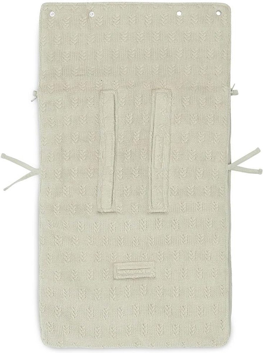 Jollein Footmuff Grain Knit - Voetenzak voor Maxi Cosi en Kinderwagen - Gebreid Patroon en Fleece Voering - Voor 3- en 5-Puntsgordel - Olive Green – foto 6