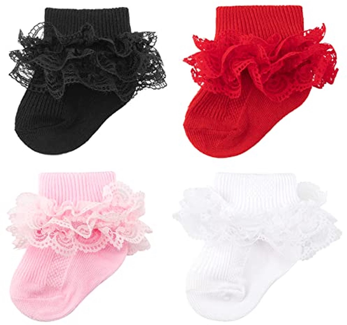 Luxe Baby Sokken met Kanten en Strikken voor Meisjes - Perfect voor Speciale Gelegenheden