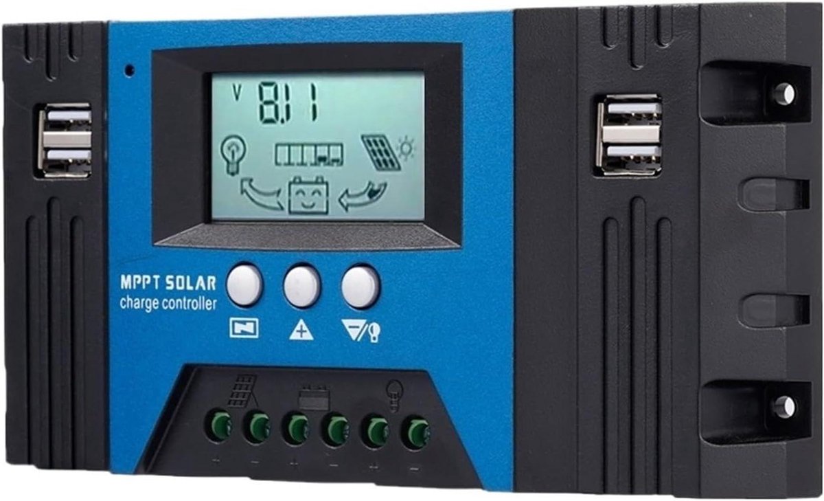 Solar Laadregelaar - Zonnepaneel Oplader - Accu Beheer - MPPT Technologie - 100A - Zwart