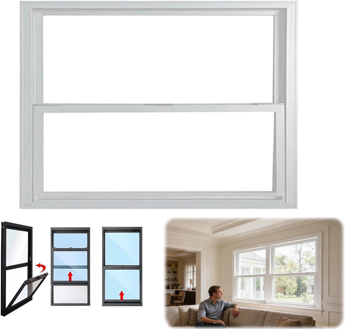 Schuifraam met slot - Ventilatieraam - Ventilatie en veiligheid - Duurzaam aluminium frame - 30 x 53 cm - Metaal