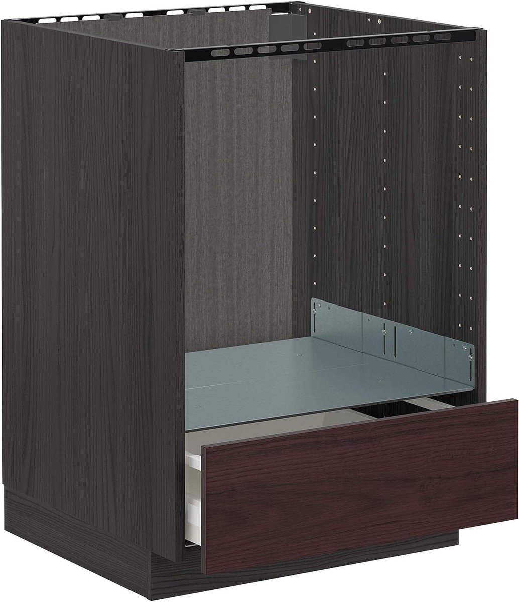 Ovenkast Met Lade - Keukenkast Onderbouw - Keuken Organiseren - Zachtsluitende Lades - 60x62x88cm - Donkerbruin