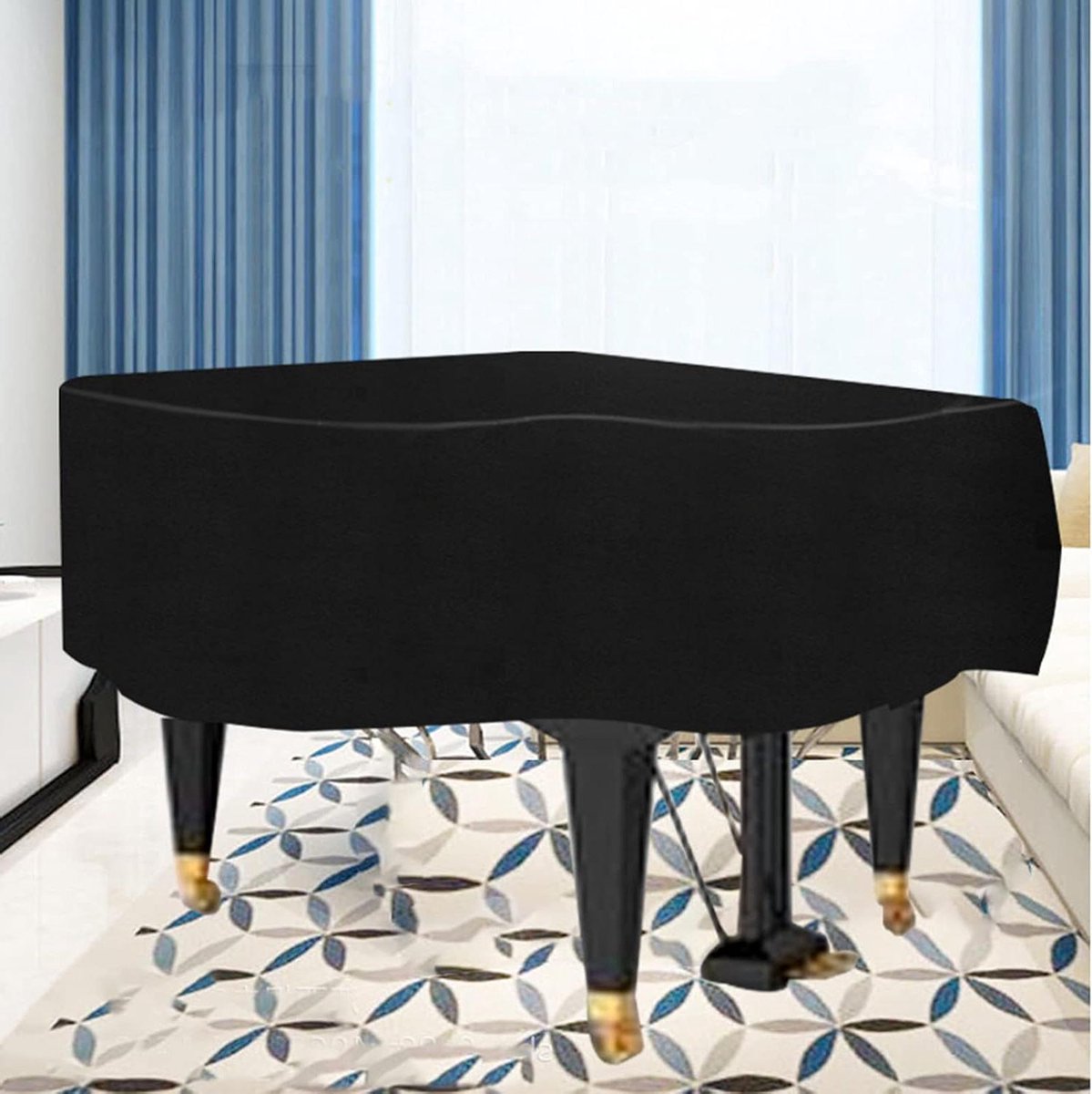 Pianohoes - Decoratieve hoes - Stofvrij houden - Universeel passend - Boven 270cm - Zwart