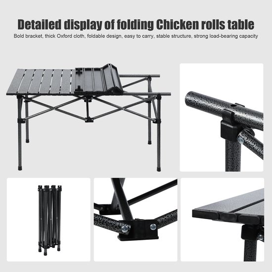 HomeGoodies - Camping stoelen set met tafel - Opvouwbare 5-delige set met 4 stoelen en opbergvak - 95x55 cm - Voor camping en BBQ van Homegoodies — afbeelding 2