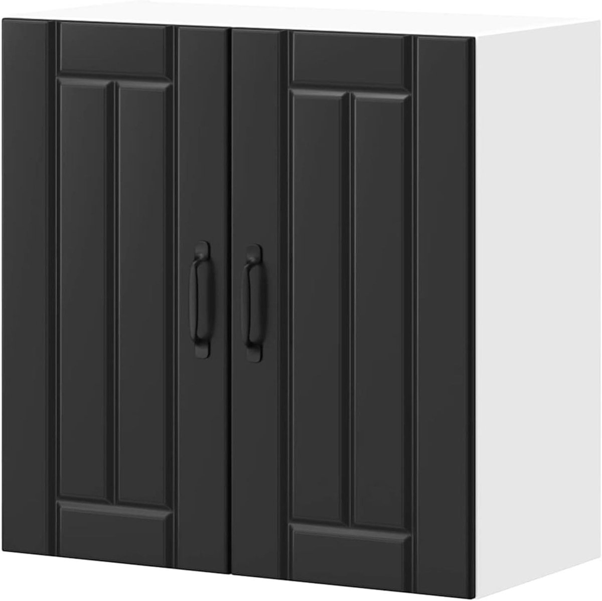 Gecheer Lucca-serie 853818 Keukenkast, zwart, hout, hangkast, keuken, opbergkast voor vrije combinatie binnen modulaire keukensystemen