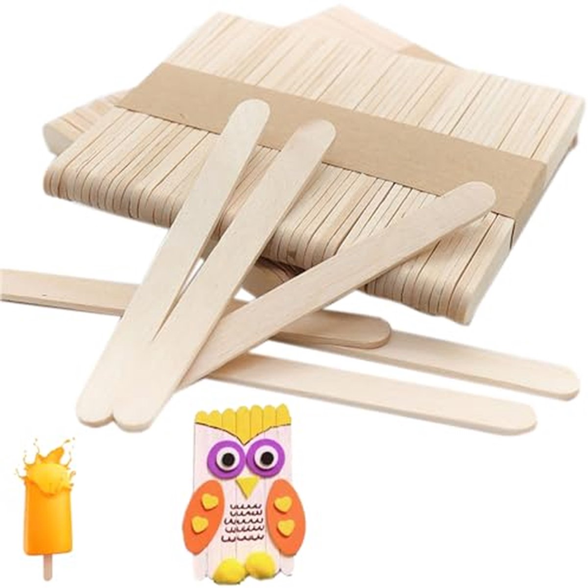 Houten Stokken voor IJsjes, Lollies en DIY Knutselen - 200 Stuks (9.5 x 1 cm)