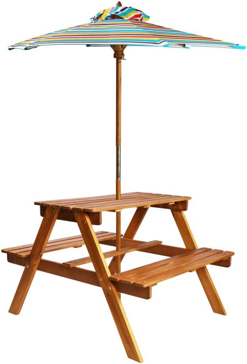 Houten Kinderpicknicktafel met Schaduwdoek - Stevig en Duurzaam