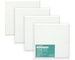 EXERZ 10x10 cm Pre-stretched canvases 4 pieces, pre-stretched, 100% cotton, triple primed, without acid, medium grain, 1.8 cm thick,