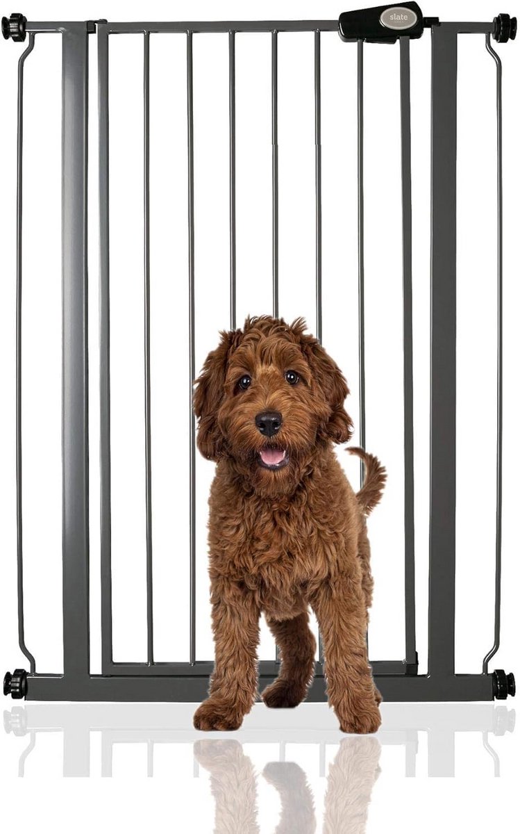 Bettacare Child and Petgate, Clamp Gate Extra High 104 cm, Stair Gate Without Drilling, Clamp Attachment Between 75 cm to 83 cm, Slate Grey, Safety Gate for Stairs and Door, Gate for Pet