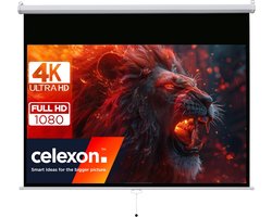 celexon basic Manueel scherm 110" | 240x135 cm 16:9 | Uitschuifbaar Full HD 4K projectiescherm voor thuisbioscoop of kantoorpresentaties | projectiescherm geschikt voor plafond- of wandmontage