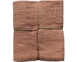 JOWOLLINA Fijne wafelpiqué badhanddoek saunahanddoek linnen stonewashed (perzik bruin, 100x145 cm)