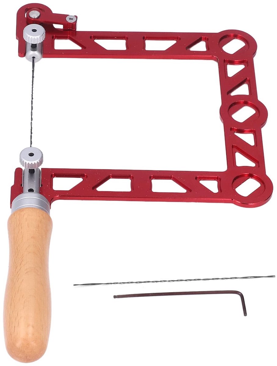 OmGoods - Dailygoody - Precisie figuurzaag - Houtbewerking - U-frame met snelspanmechanisme - Rood - Metaalbewerking - Ideaal voor sieraden maken - Geschikt voo...