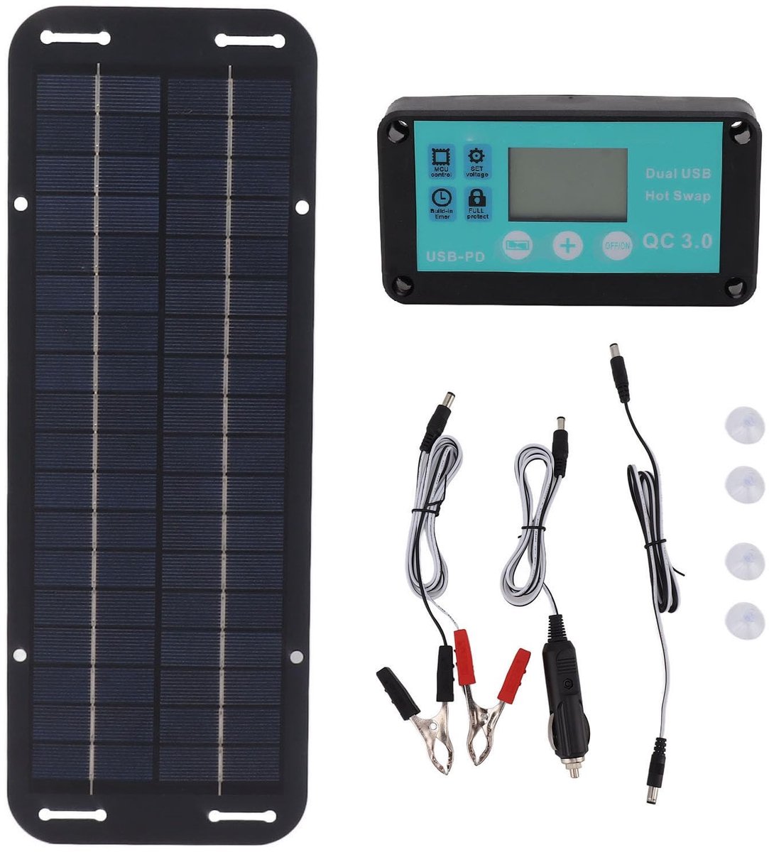 Dailygoods - Zonnepaneel - Waterdichte MPPT Controller - Ideaal voor RV en Kamperen - 20W - Duurzaam energieoplossing - Geschikt voor buitengebruik -