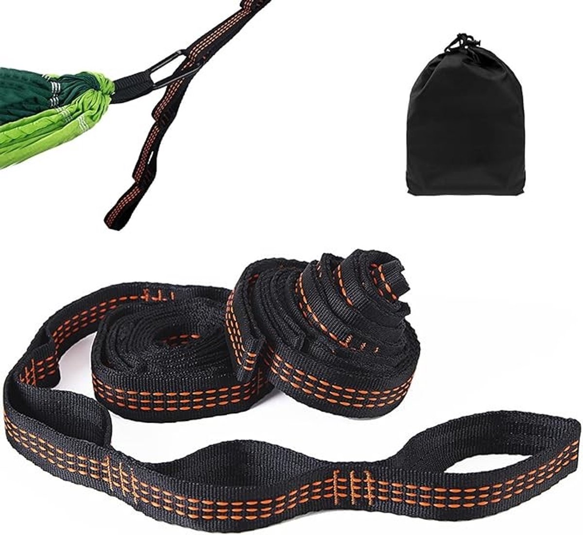 Verstelbare hangmatbanden voor boomschommel en yogaschommeling - set van 2 met gespen en opbergtas