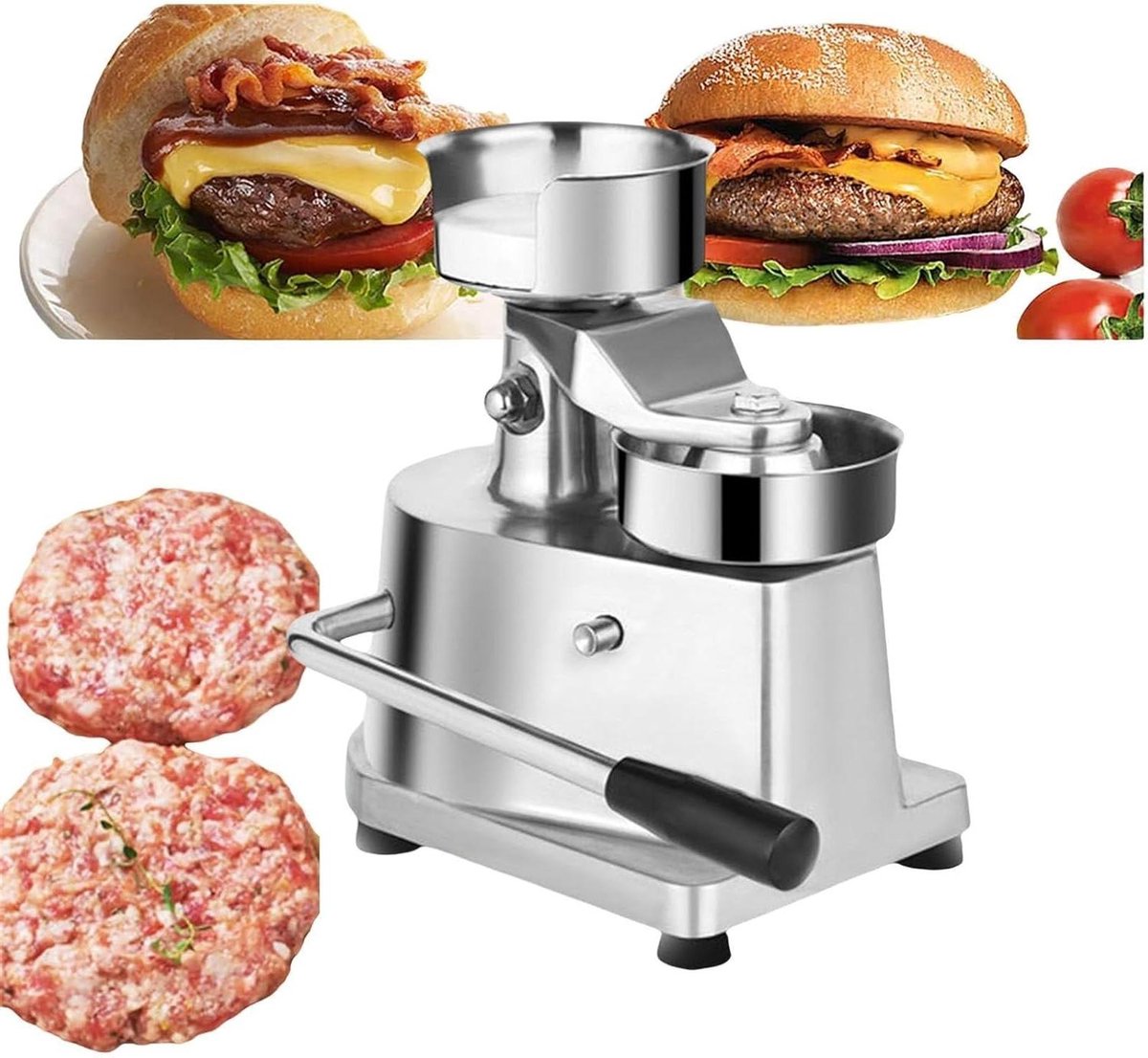 Burger Patty Maker - Hamburger Pers - Gelijkmatige Burgers Maken - Robuust RVS Ontwerp - 100mm Diameter - Zilverkleurig