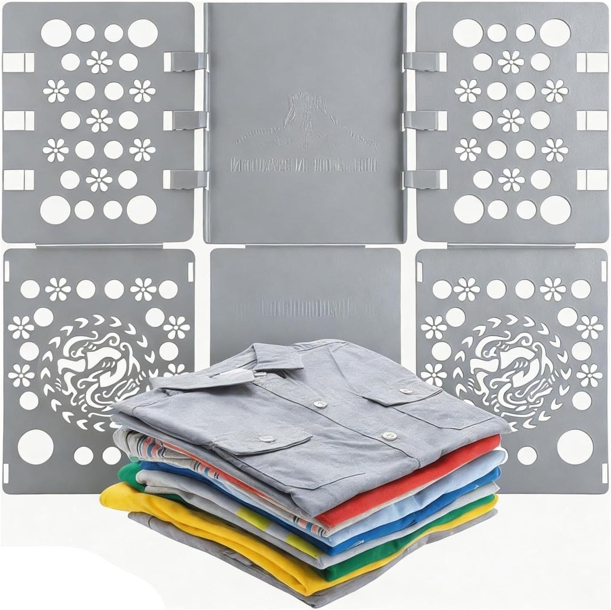Vouwplank kleding - Wasvouwhulp - Efficiënt opbergen - Verstelbaar ontwerp - 68 x 58 cm - Grijs
