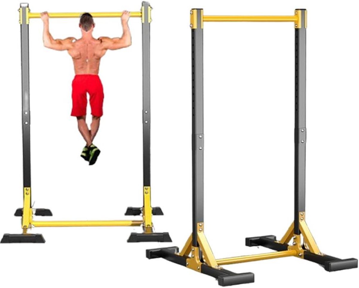 Krachtstation - Fitness Toren - Kracht Training - Verstelbare Hoogte - Tot 213cm - Geel Zwart