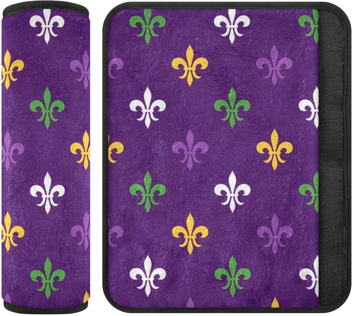 Gordelhoezen Set - Schouderkussens - Comfortabele Rit - Verstelbare Sluiting - Medium - Mardi Gras Fleur De