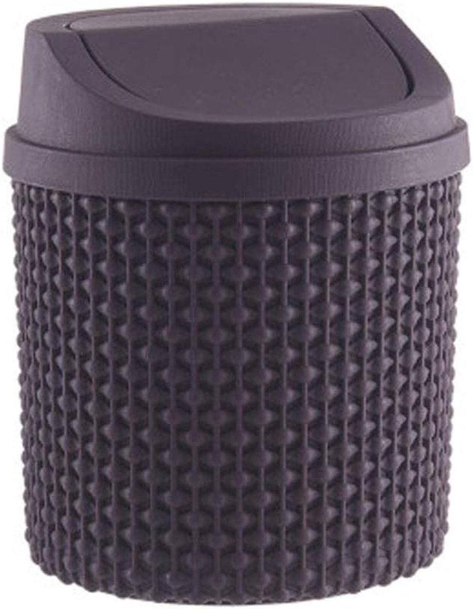 Mini Prullenbak - Tafelbakje Deksel - Afval Opruimen - Gewogen Schommelklep - 4 Liter - Paars