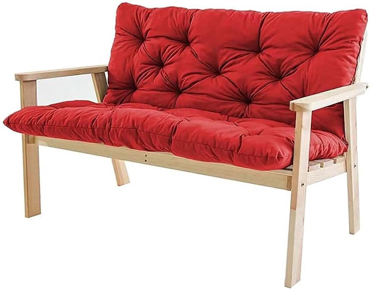 Schommelbank Kussen - Zitkussen Tuin - Comfortabel Zitten - Met Rugsteun - Voor 2-3 Zits - Rood