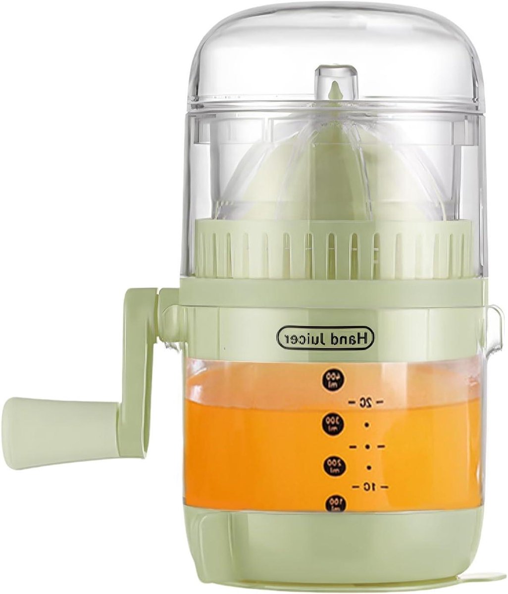 Citruspers met Maatbeker - Handpers Sapcentrifuge - Dranken Bereiden - Gladde Schenktuit - 11.9D x 18.1W cm - Groen
