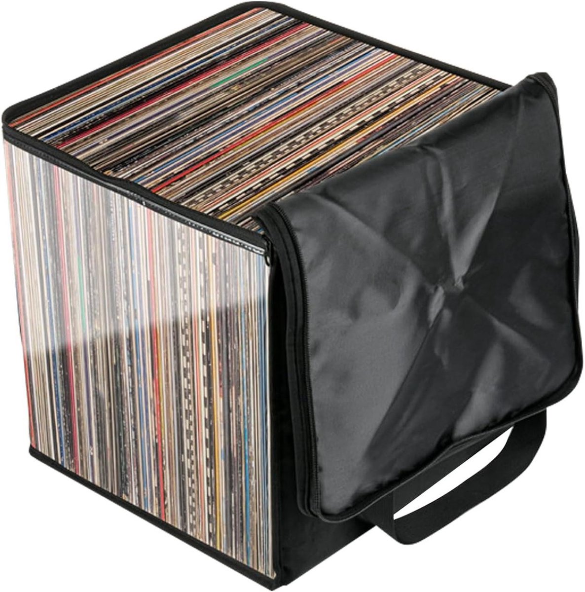 Vinyl Album Opbergkrat - Platenkrat Opvouwbaar - Vinyl Verzameling Beschermen - Stabiele Bodemplaat - 30 cm - Zwart