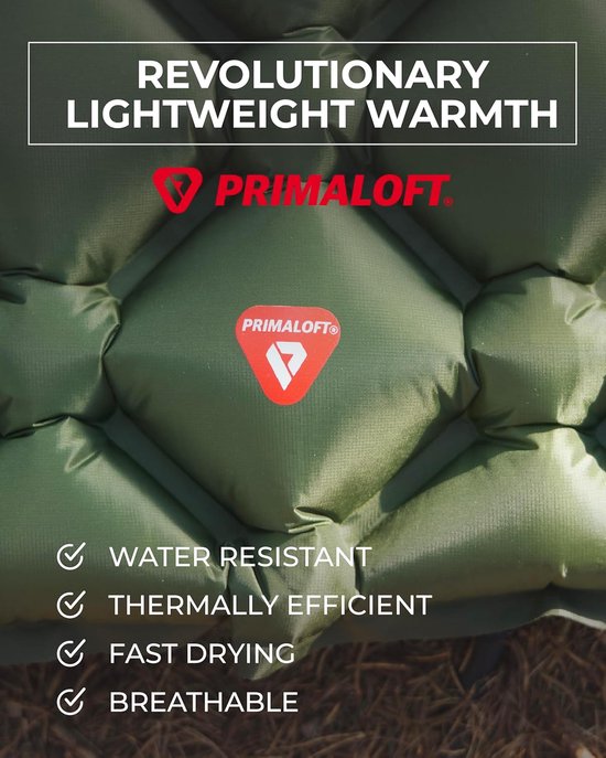 Slaapmat - Luchtbed Kamperen - Comfortabel Slapen - Primaloft Voering - Compact - Groen — afbeelding 2