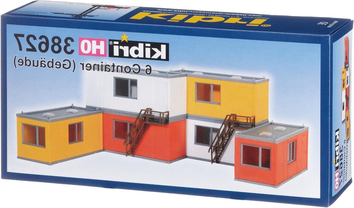 Werfkantoren Containers - Modelgebouwen Kantoor - Modelspoorbaan Diorama - Schaalmodel HO - 214 x 104 x 62 cm - Grijs