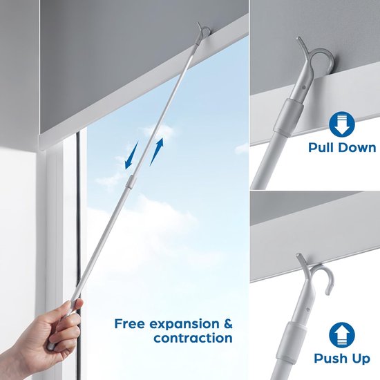 Jaloezieën Draaistang - Raamopenerstok Kantelstang - Jaloezieën Openen - Telescopische Lengte - 60 cm - Zilver — afbeelding 4