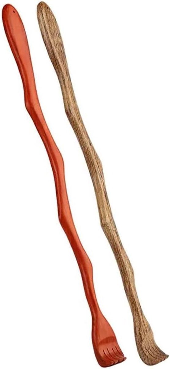 Rugkrabber - Houten tool - Ontspannen jeuk - Handgepolijst - 46.5 cm - Bruin rood