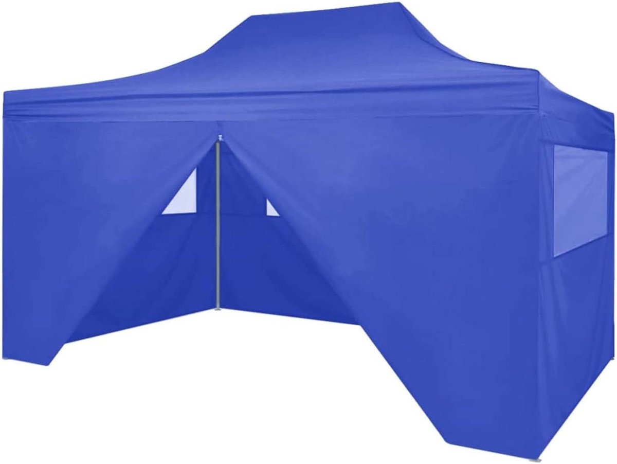 Vouwtent met 4 muren - Paviljoen Feesttent - Outdoor Evenementen - Water- en UV-bestendig - 3 x 4 m - Blauw