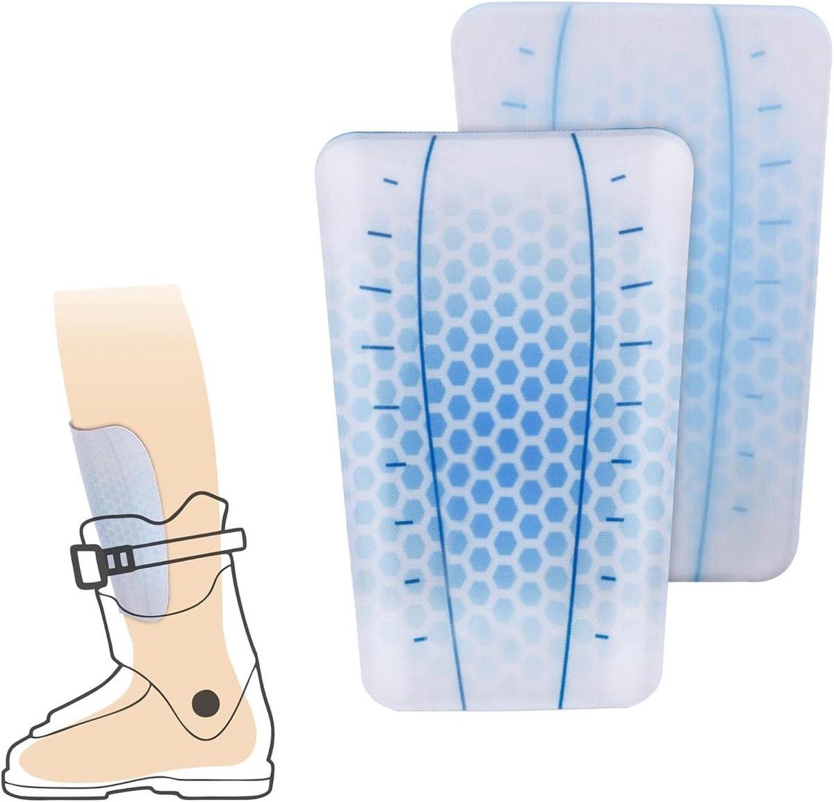 Ski Gel Scheenbeschermers - Snowboard Bescherming - Sport Bescherming - Drukontlastingstechnologie - 15 x 10 cm - Blauwe stip