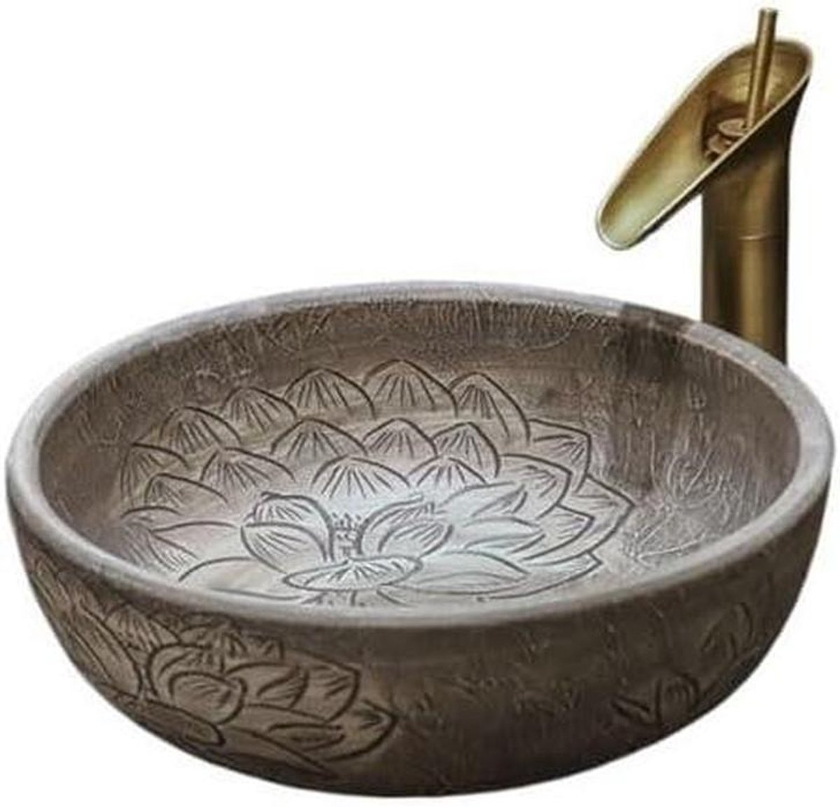 Keramische Opbouw Wastafel - Ronde Handwasbak - Badkamer Inrichten - Puur Handgemaakt - 42x42x15 cm - Wit