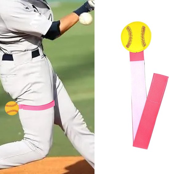 Softball Trainingsbeenband - Pitching Trainer - Verbeter Werpen - Verstelbare Pasvorm - 50 cm - Roze — afbeelding 5