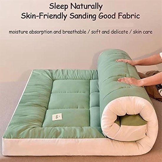 Japanse Vloermatras - Futon Matras - Comfortabel Slapen - Draagbaar en Opvouwbaar - 90 x 200 cm - Grijs — afbeelding 2