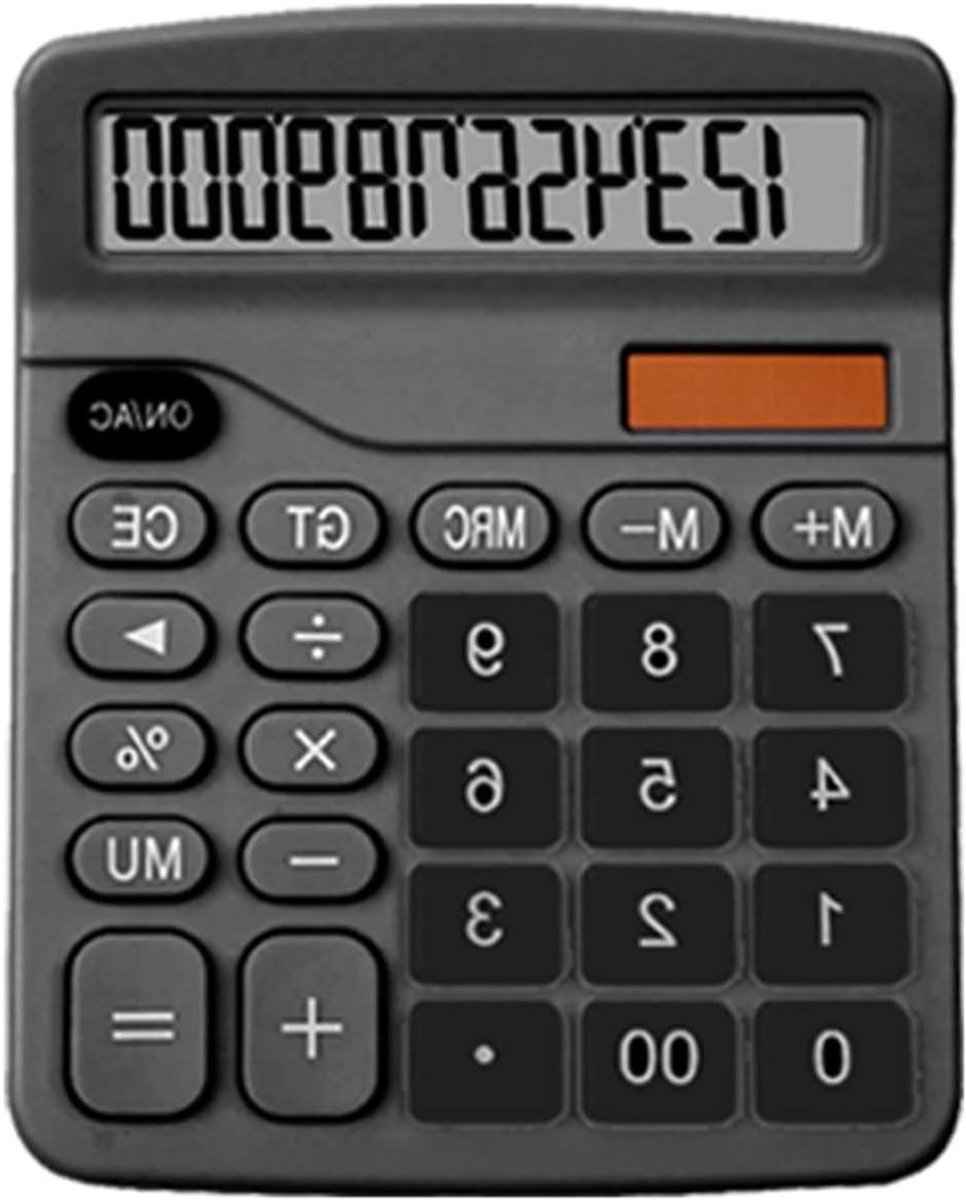 Basis Rekenmachine - Desktop Rekenmachine - Dagelijkse Berekeningen - Groot LCD Scherm - 12x15x2cm - Zwart