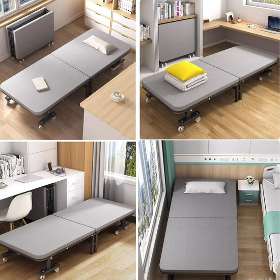 Opklapbed Gasten - Logeerbed Vouwbed - Comfortabel Slapen - Met Latexmatras - 186 x 60 x 38cm - One Color — afbeelding 4