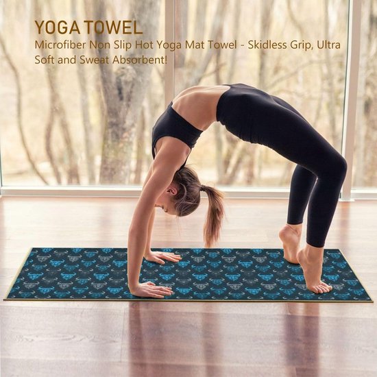Yoga Handdoek - Mat Deken - Workout Uitoefenen - Antislip Natuurlijk Rubber - 185 x 69 cm - Blauw Grijs — afbeelding 2